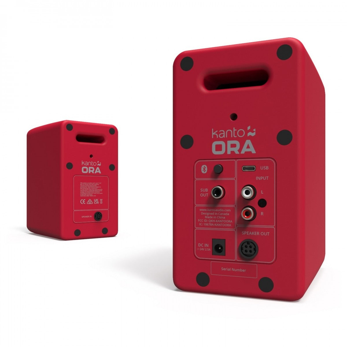 Kanto Ora Powered Reference Desktop Speakers with Bluetooth, Matte Red