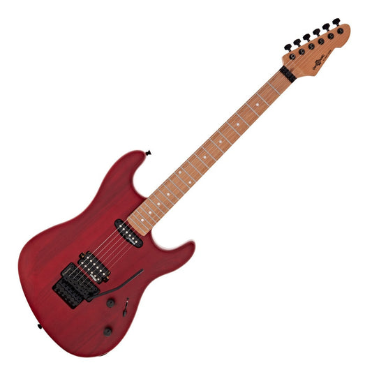 LA Select Modern Electric Guitar Transparent Ruby Red