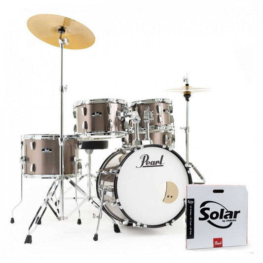 Pearl Roadshow 5pc Compact Drum Kit w/Sabian Cymbals, Bronze Metallic